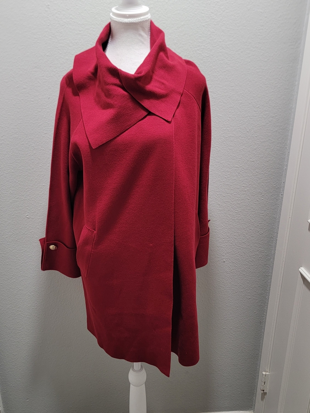 Joseph Ribkoff Burgundy Draped Collar Coat